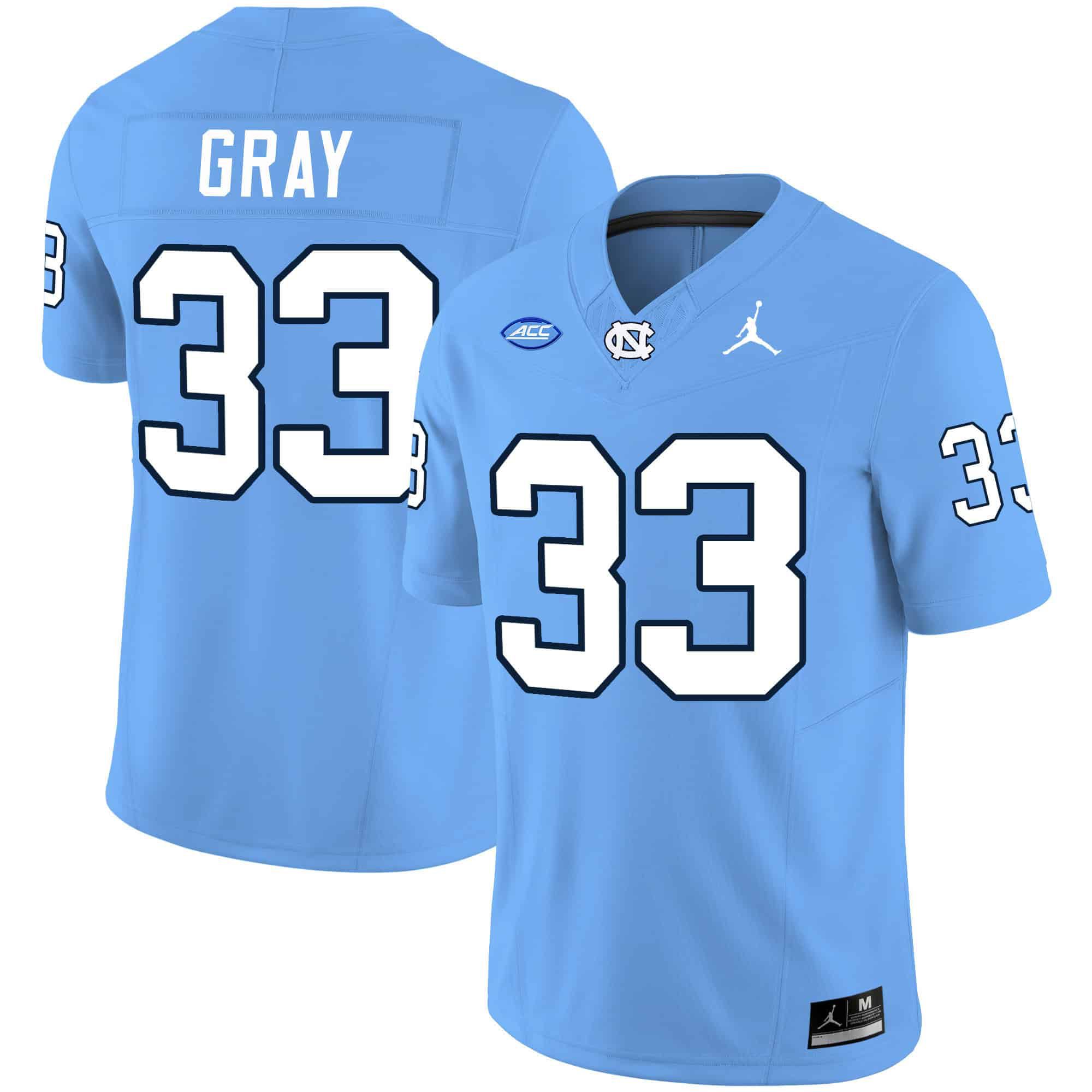 Men North Carolina Tar Heels #33 Gray Light Blue 2024 Vapor Limited NCAA Jersey style 1->indianapolis colts->NFL Jersey